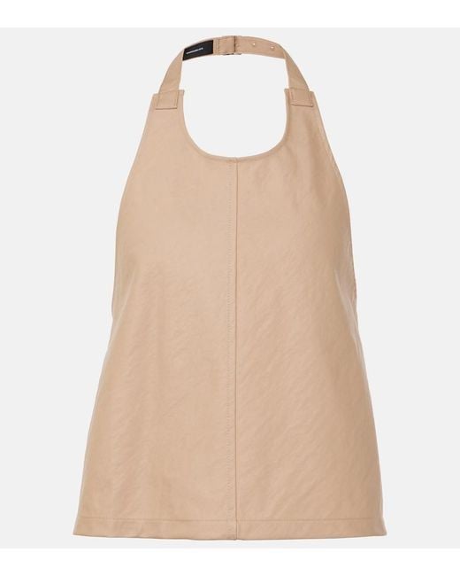 Wardrobe NYC Natural Halterneck Cotton-Blend Drill Top