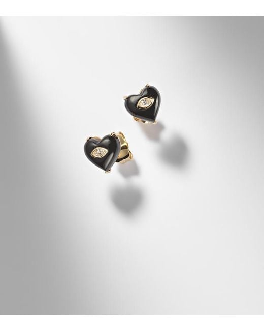Sydney Evan Black 14Kt Earrings With Diamonds And Onyx
