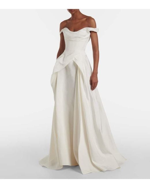 Vivienne Westwood White Bridal Tabitha Off-Shoulder Faille Gown