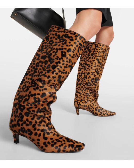 Totême  Brown Wide Shaft Calf Hair Knee-High Boots