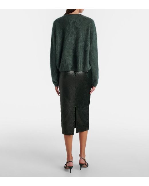 Emilia Wickstead Black Bethan Sequined Pencil Skirt