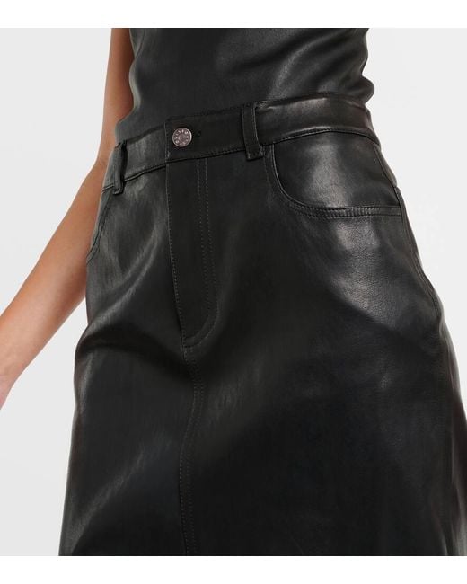 Stouls Black Beth Leather Midi Skirt