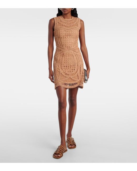 Jonathan Simkhai Brown Coen Raffia-Blend Minidress
