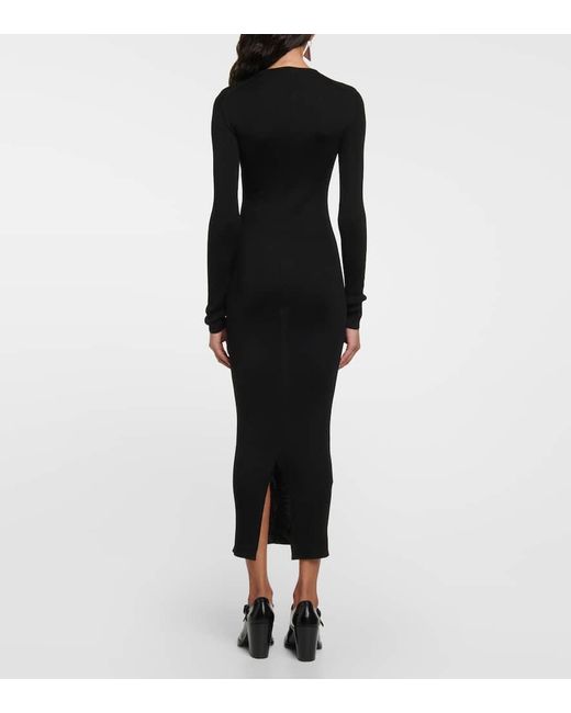 Prada Black Logo-Print Silk Midi Dress