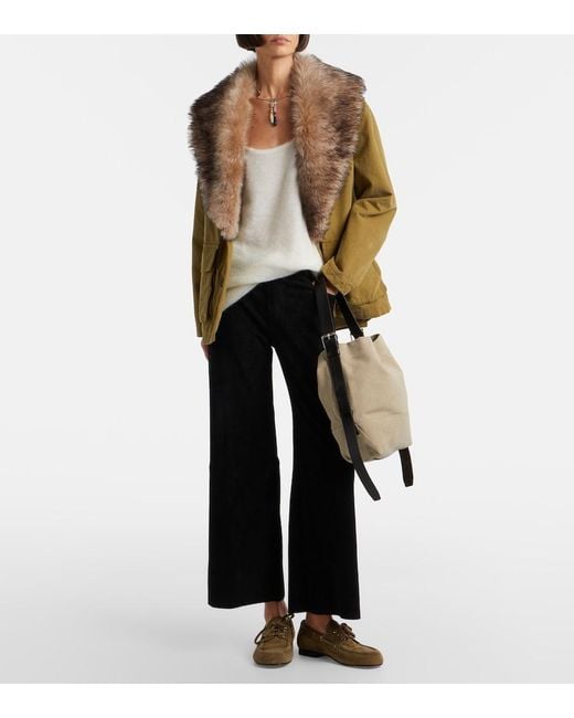 Stouls Black Lilou Cropped Suede Wide-Leg Pants