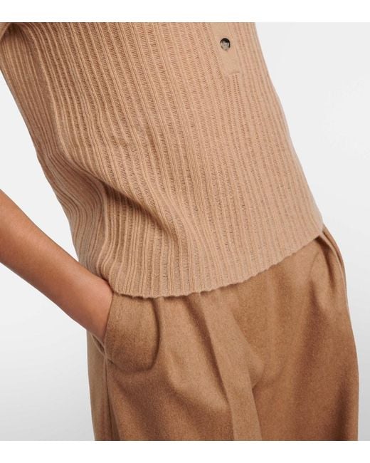 Jardin Des Orangers Natural Ribbed-Knit Cashmere Polo Shirt