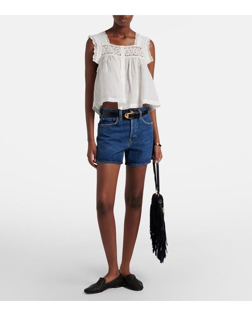 Citizens of Humanity White Mia Lace-Trimmed Top