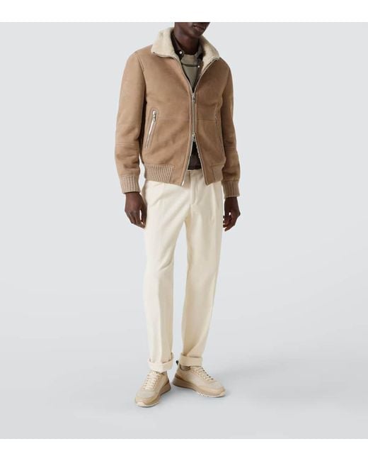 Brunello Cucinelli Sneakers Aus Veloursleder Und Leder in White für Herren