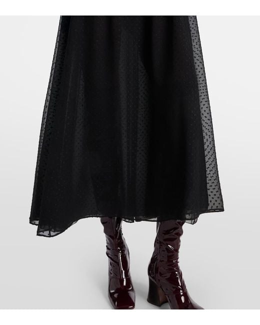 Chloé Black Silk Point D'Esprit Maxi Dress