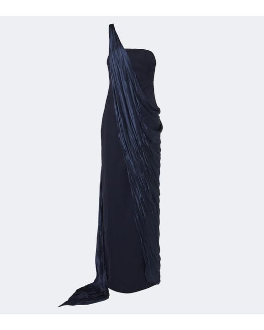 Marmar Halim Blue Embellished Bustier Gown And Cape Set