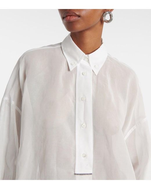 Brunello Cucinelli White Cotton Oxford Shirt