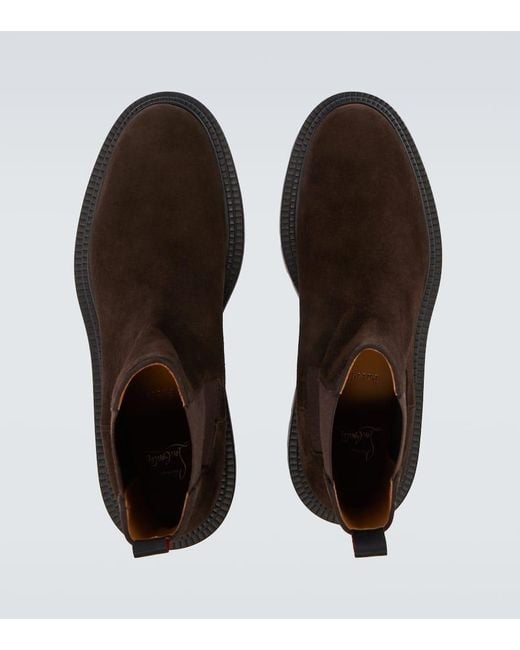 Christian Louboutin Chelsea Boots Devon College Aus Veloursleder in Brown für Herren