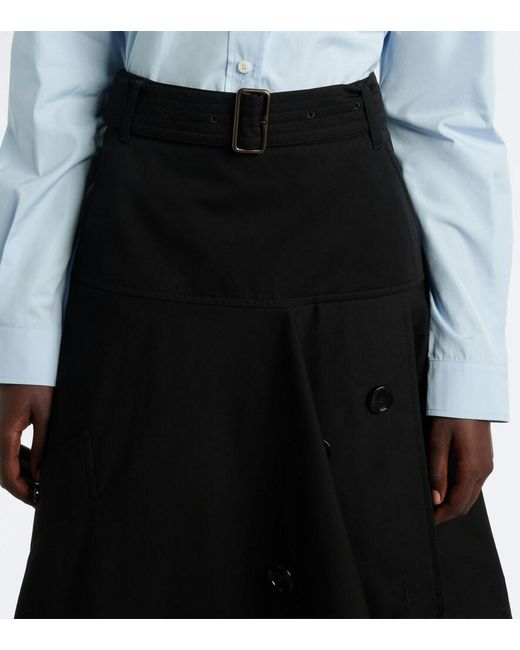 Burberry Black Asymmetric Cotton Maxi Skirt
