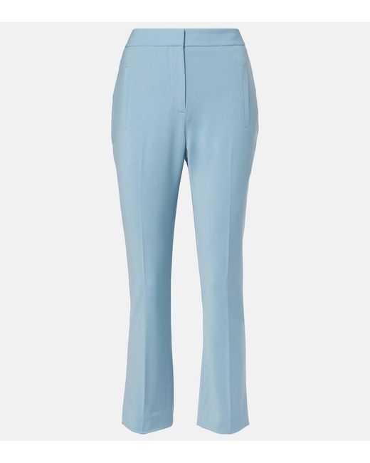 Veronica Beard Blue Arte Cropped Wool-Blend Slim Pants