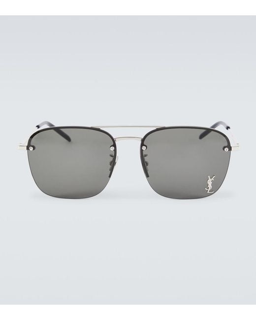 Saint Laurent Gray Sl 309 M Aviator Sunglasses for men