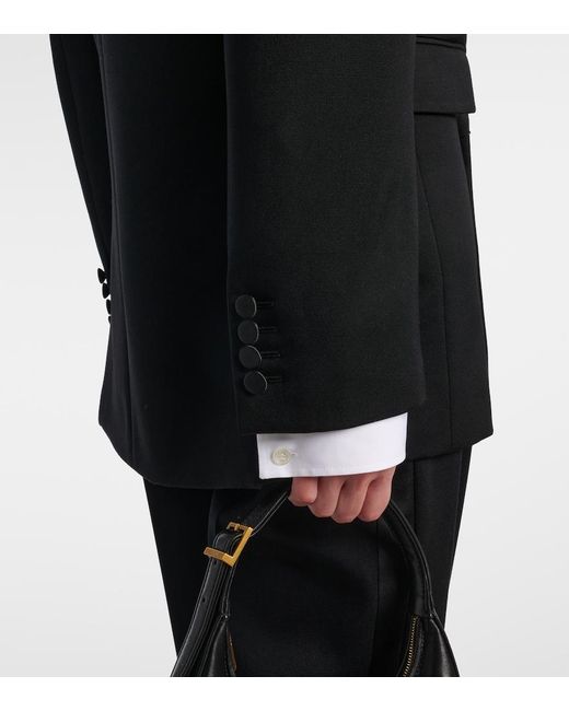 Saint Laurent Black Satin-Trimmed Wool Tuxedo Jacket