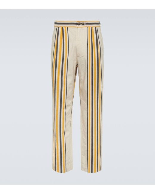 Bode Metallic Striped Mid-rise Cotton Straight Pants for men