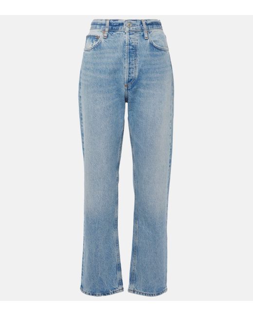 Agolde Blue 90's Pinch Waist High-rise Straight Jeans