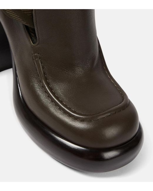Burberry Black Leather And Nylon Blend Wedge Boots
