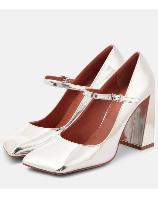 AMINA MUADDI Red Charlotte 95 Leather Mary Jane Pumps