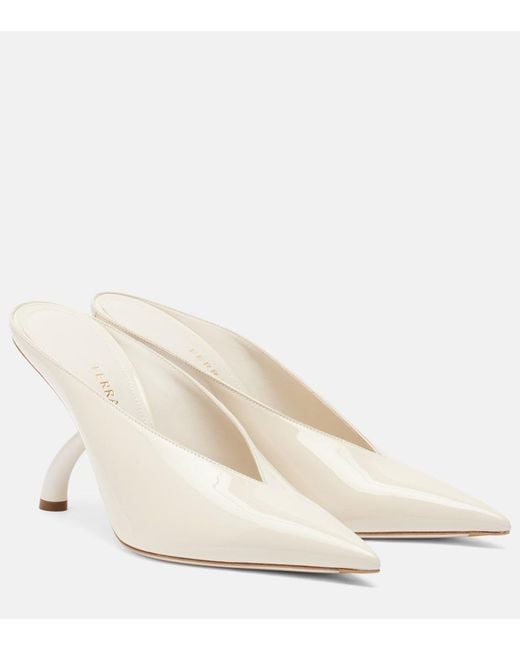Ferragamo White Patent Leather Mules