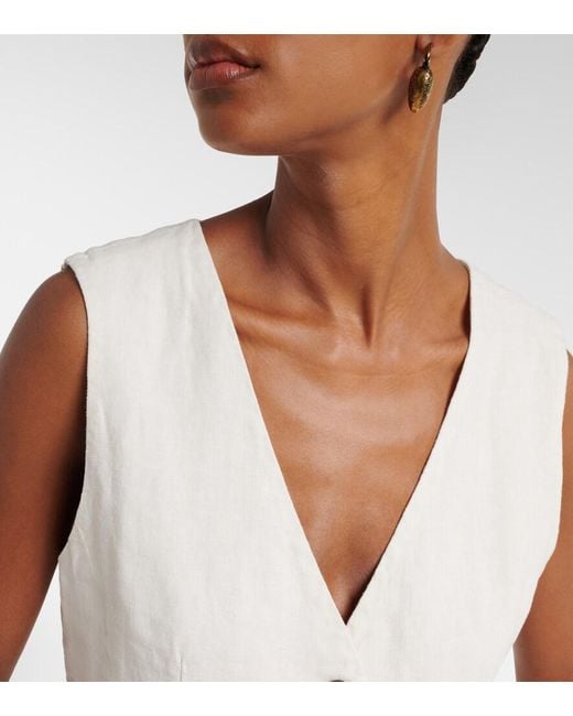 Velvet White Acie Linen Vest