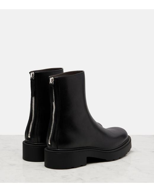 The Row Black Nobilis Fast Leather Ankle Boots