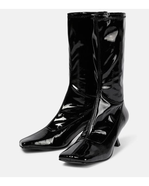 Souliers Martinez Black Lola Faux Leather Ankle Boots