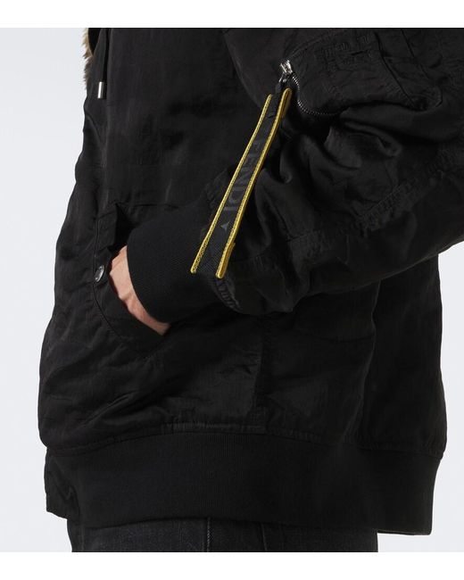 Fendi Black Shearling-Trimmed Technical Blouson Jacket for men