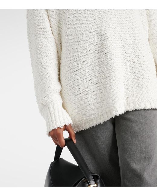 Joseph White Textured Cotton-Blend Polo Sweater