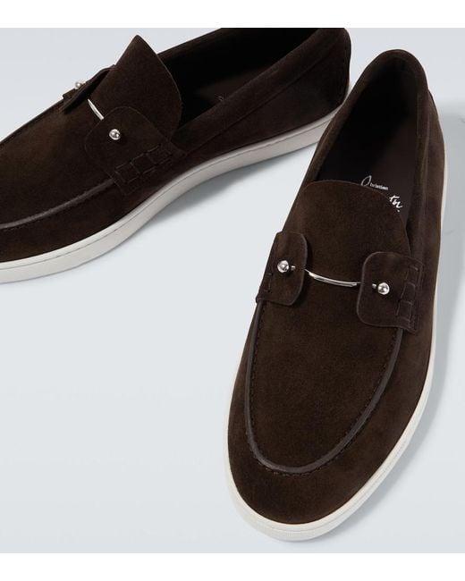 Christian Louboutin Black Chambeliboat Suede Slip-On Shoes for men