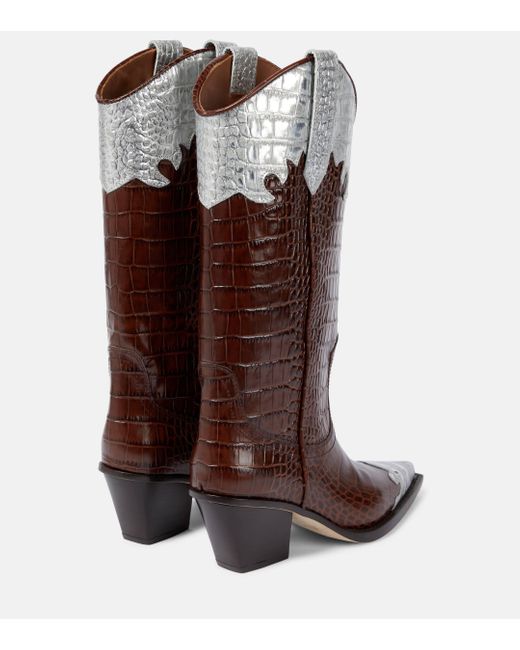 Paris Texas Brown Leather Cowboy Boots