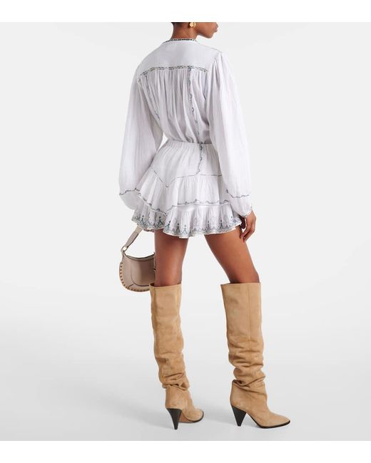 Isabel Marant White Jocadia Ruffled Cotton Miniskirt