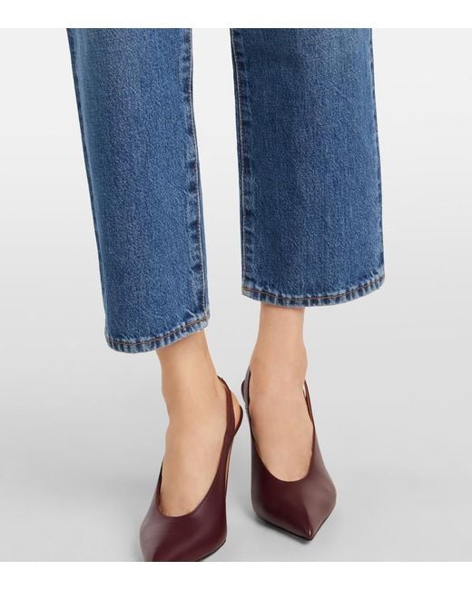 FRAME Blue The Hang Low-Rise Straight-Leg Jeans