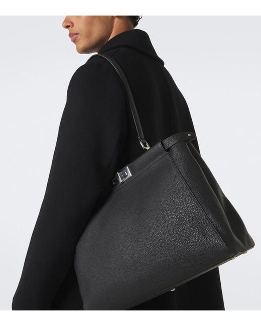 Fendi Black My Peekaboo Leather Tote Bag for men