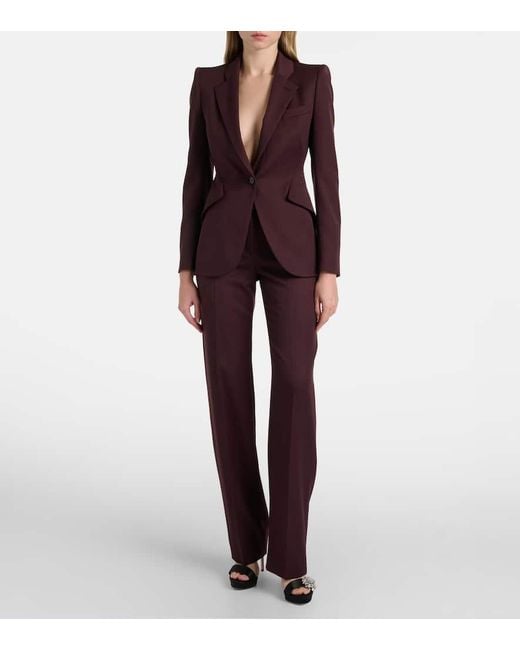 Alexander McQueen Purple Wool Grain De Poudre Blazer