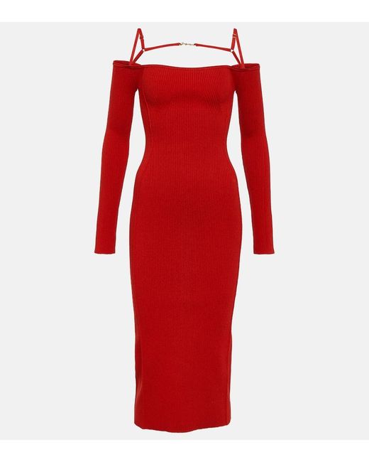 Jacquemus Red Sierra Viscose-blend Knit Midi Dress
