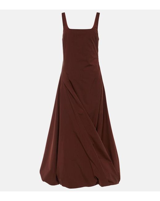 Jonathan Simkhai Brown Olivia Draped Cotton-Blend Poplin Midi Dress