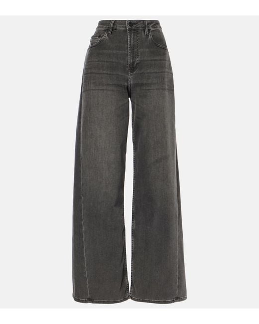 AG Jeans Gray Mid-Rise Wide-Leg Jeans