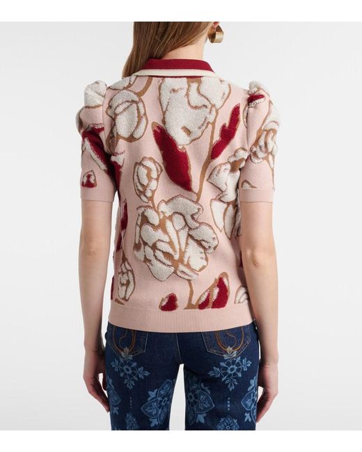 LaDoubleJ Pink Pumped Up Floral Polo Sweater