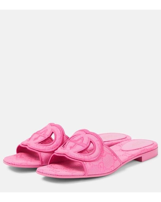 Gucci Pink Interlocking G Slide Sandal