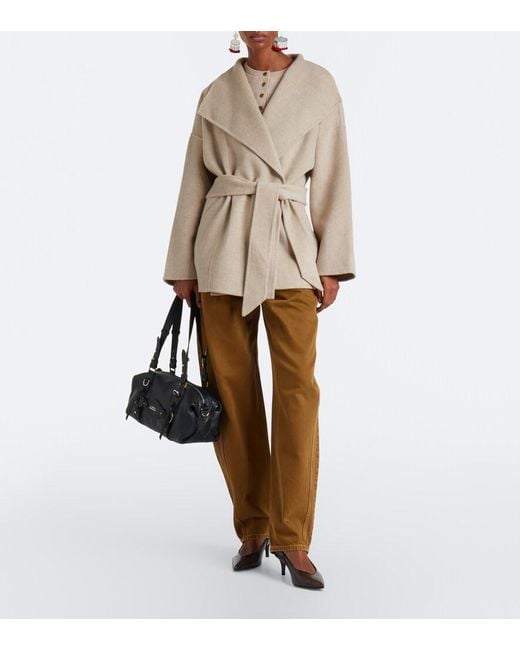 Isabel Marant Natural Ceaton Wool And Cashmere Wrap Coat