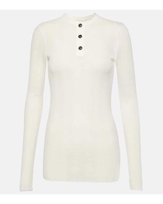 Khaite White Byron Cotton-Blend Jersey Top