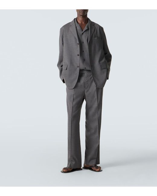 Auralee Gray Cashmere Poplin Blazer for men