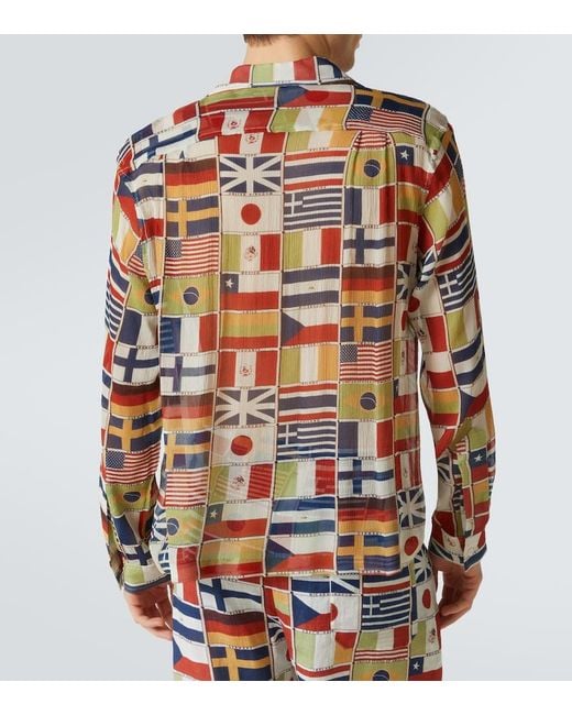 Bode Multicolor International Printed Silk Shirt for men