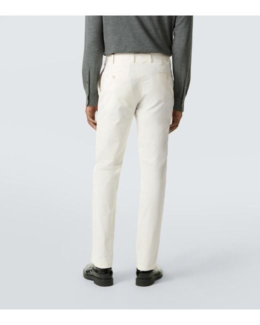 Lardini White Mid-Rise Cotton Slim Pants for men