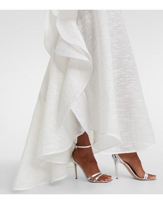 Maticevski White Délice Wave Ruffled Maxi Dress