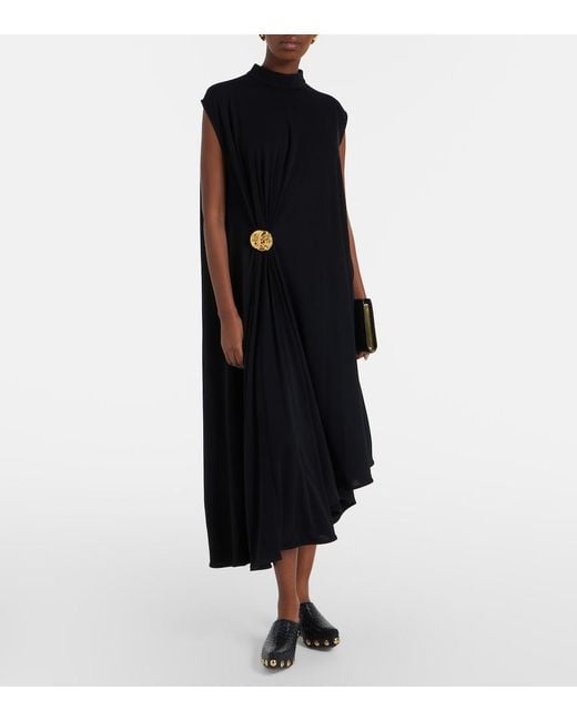 Bottega Veneta Black Asymmetric Crepe Jersey Cocktail Dress