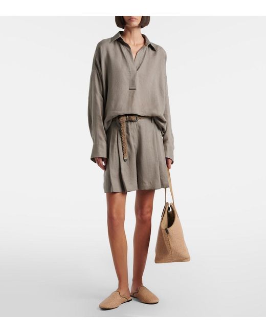 Brunello Cucinelli Gray Oversized Linen Shirt