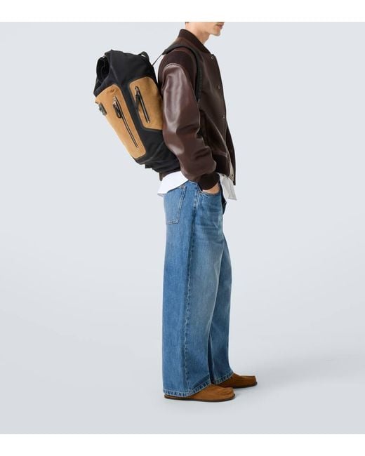 Loewe Black Flex Canvas And Suede Backpack for men